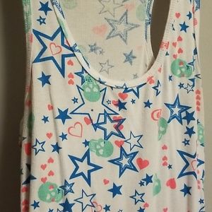 Skull,stars,hearts design sleeveless tank top